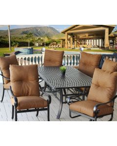 Tortuga Outdoor Patio 7pc Dining Set with Series 5000 42" x 84" Rectangle Table - Includes Cushions - Antique Bronze Finish