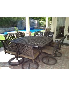 Nassau 9pc Outdoor Patio Dining Set with 64"x64" Square Series 3000 Table - Antique Bronze