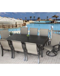 Barbados Sling Outdoor Patio 9pc Dining Set with Series 4000 44" x 86" Rectangle Table - Antique Bronze Finish