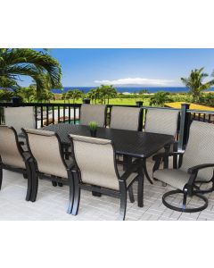Barbados Sling Outdoor Patio 9pc Dining Set with Series 5000 42" x 84" Rectangle Table - Antique Bronze