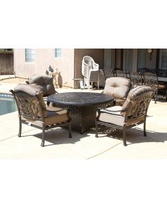 Flamingo 5pc Deep Seating Set – 4 Club Chairs and 52" Round Fire Pit