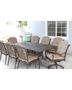 Flamingo Cast Aluminum 9pc Outdoor Patio Dining Set with 44"x84" Rectangle Table - Antique Bronze