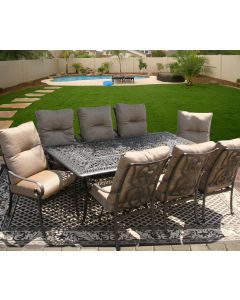 Tortuga Outdoor Patio 9pc Dining Set for 8 Person with 44X84 RECTANGLE SERIES 2000 Table - Antique Bronze Finish
