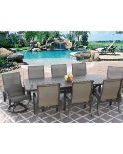 Barbados Sling Outdoor Patio 9pc Dining Set for 8 Person with 44x102 Rectangle Series 4000 Table - Antique Bronze Finish