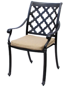 CAMINO REAL CAST ALUMINUM OUTDOOR PATIO DINING CHAIR WITH SEAT CUSHION - ANTIQUE BRONZE