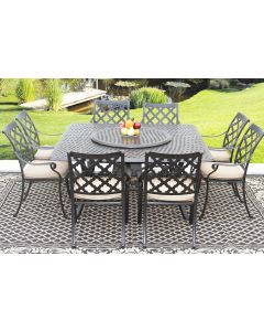 CAMINO REAL CAST ALUMINUM OUTDOOR PATIO 9PC SET 8-DINING CHAIRS 64 Inch SQUARE TABLE