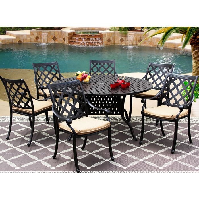 Camino Real Cast Aluminum Outdoor Patio, 60 Inch Round Patio Table Sets