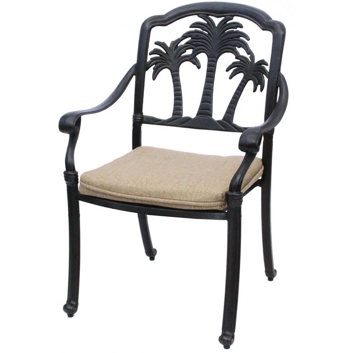 Palm Tree Aluminum Outdoor Patio Dining, Antique Bronze Outdoor Dining Chairs