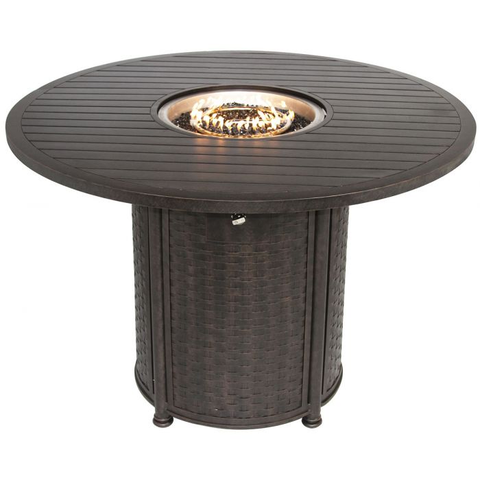 Outdoor Patio 60 Round Bar Height Fire Table Series 4000 - Bar Height Patio Set With Fire Pit